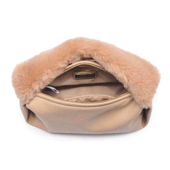 Furry Handle Crossbody Small Bag Neutral - Picture 3 of 4